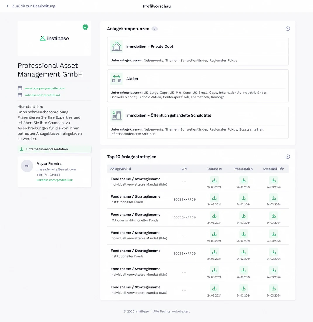 InstiBase: Asset-Manager-Auswahl